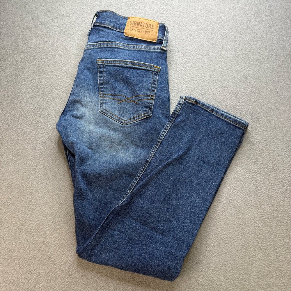 Levi Signature Slim Jeans Mens 29x30 (FIT 29x29) Blue Cotton Blend Faded Denim